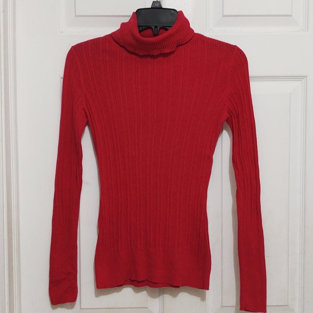 3/$15 Red Camel Turtleneck Ribbed Red Sweater Sz Med